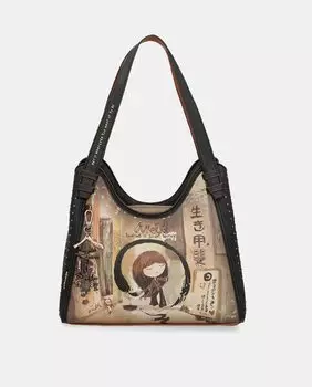 Большая сумка через плечо с разноцветным фантазийным принтом на молнии Anekke, мультиколор