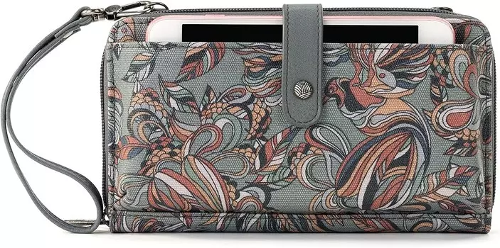 Большая сумка через плечо Sakroots, трансформируемый кошелек со съемным ремешком на руку, серый