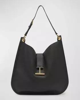 Большая сумка через плечо Tara Hobo из зерненой кожи TOM FORD, цвет Black