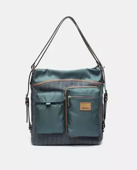 Большая сумка через плечо, трансформируемая в рюкзак, из переработанных материалов синего цвета Abbacino, синий