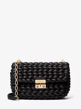 Большая сумка через плечо Tribeca, плетеная вручную Michael Kors, черный