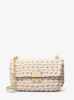 Большая сумка через плечо Tribeca, плетеная вручную Michael Kors, бежевый