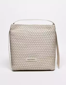 Большая сумка через плечо Valentino из плетеной ткани шантиль кремового цвета Valentino Bags