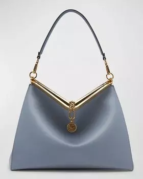 Большая сумка через плечо Vela Frame из телячьей кожи Etro, цвет Blue