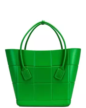Большая сумка для покупок Arco среднего размера Bottega Veneta, цвет Grass & Silver