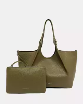 Большая сумка для покупок из фиолетовой кожи со съемным карманом Gianni Chiarini, зеленый