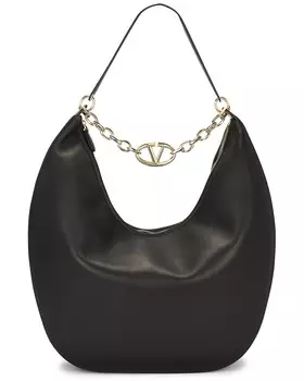 Большая сумка-хобо Moon с V-образным логотипом Valentino Garavani, цвет Nero