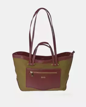 Большая сумка из нейлона и кожи бордового цвета El Caballo, мультиколор