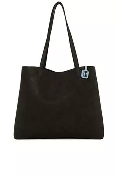 Большая сумка из нубука с тонким ремешком с двойной прошивкой Bagmori, черный