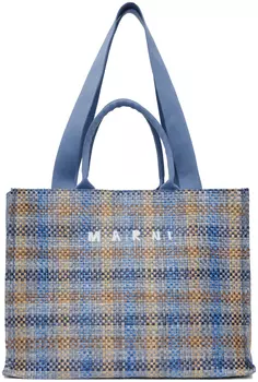 Большая сумка-корзина синего и бежевого цвета Marni