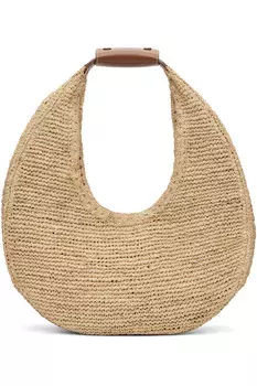 Большая сумка-луна из рафии Staud, мультиколор