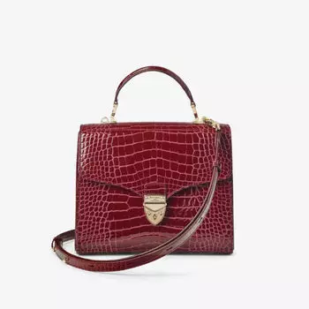 Большая сумка Mayfair из кожи с тиснением под крокодила с верхней ручкой Aspinal Of London, бордовый