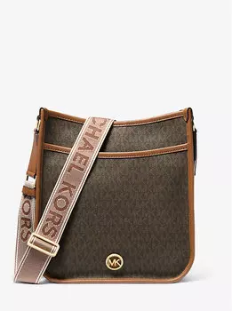 Большая сумка-мессенджер с фирменным логотипом Luisa Michael Kors, коричневый