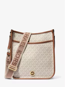 Большая сумка-мессенджер с фирменным логотипом Luisa Michael Kors, ванильный