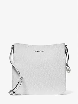 Большая сумка-мессенджер с металлическим логотипом Jet set travel Michael Kors, серебряный