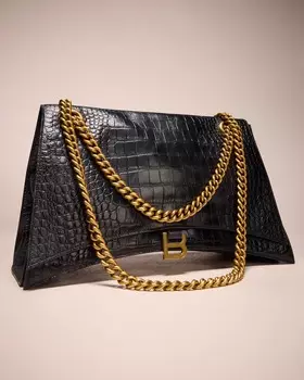 Большая сумка на цепочке Crush с тиснением под крокодила Balenciaga