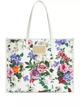 Большая сумка на плечо с цветочным принтом Dolce & Gabbana, белый