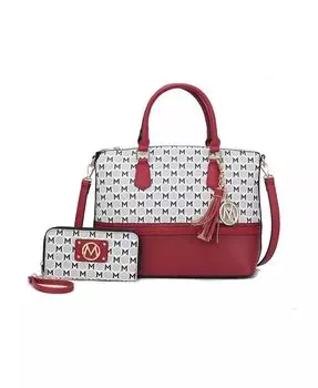 Большая сумка Saylor M с принтом и соответствующий бумажник на руку от Mia K Mkf Collection, красный