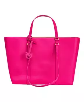 Большая сумка шопер из зерненой кожи Pinko, розовый