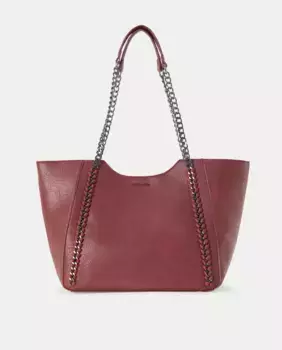 Большая сумка-шопер с цепочками Tintoretto, бордовый