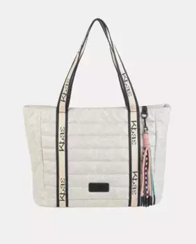 Большая сумка-шоппер на молнии с винтажным эффектом Kbas, белый