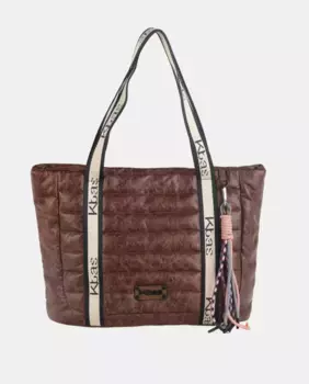 Большая сумка-шоппер на молнии с винтажным эффектом Kbas, коричневый