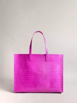 Большая сумка-шоппер с имитацией крокодила Ted Baker Allicon, ярко-розовый
