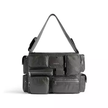 Большая сумка-слинг Superbusy BALENCIAGA, темно-серый