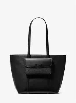 Большая сумка-тоут 2 в 1 из шагреневой кожи Jet set Michael Kors, черный