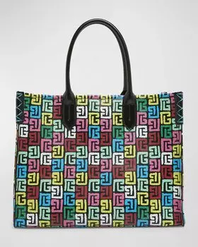 Большая сумка-тоут B Army среднего размера из кожи с монограммой Balmain, цвет Multi