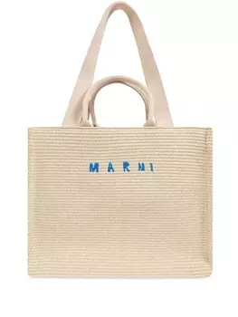 Большая сумка-тоут Basket Marni, нейтральный цвет