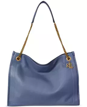 Большая сумка-тоут Bradley из шагреневой кожи Lauren Ralph Lauren, синий