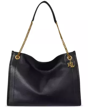 Большая сумка-тоут Bradley из шагреневой кожи Lauren Ralph Lauren, черный