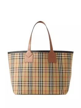 Большая сумка-тоут Burberry London в клетку, коричневый