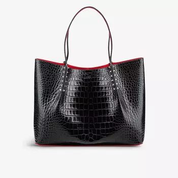 Большая сумка-тоут Cabarock из кожи аллигатора Christian Louboutin, черный