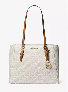 Большая сумка-тоут Charlotte 3 в 1 с фирменным логотипом Michael Kors, белый