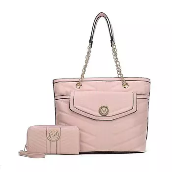 Большая сумка-тоут Chiari с кошельком MKF Collection от Mia K - 2 предмета, цвет Blush