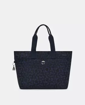 Большая сумка-тоут Colissa темно-синего цвета с геометрическим принтом Kipling, темно-синий