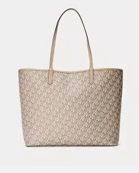 Большая сумка-тоут Collins светло-коричневого цвета с монограммой Lauren Ralph Lauren, коричневый