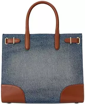 Большая сумка-тоут Devyn из парусины металлик среднего размера Lauren Ralph Lauren, синий