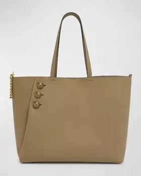 Большая сумка-тоут Embleme из зерненой кожи Balmain, цвет Taupe