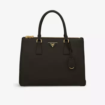 Большая сумка-тоут Galleria из сафьяновой кожи Prada, черный