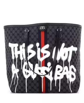 Большая сумка-тоут Graffiti BB из коллекции The Hacker Project от Gucci x Large Pre-Owned Balenciaga, черный