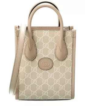 Большая сумка-тоут Gucci Mini GG Supreme из ткани и кожи, белый
