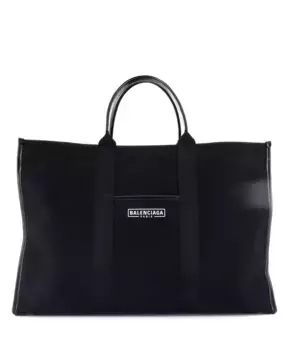 Большая сумка-тоут из холста с крупной фурнитурой Pre-Owned Balenciaga, черный