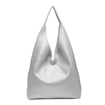 Большая сумка-тоут из искусственной кожи 2в1 Hobo с вместительным кошельком Kitise, серебро