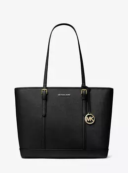 Большая сумка-тоут из сафьяновой кожи Jet Set Travel Michael Kors, черный