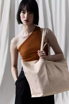 Большая сумка тоут из тисненой кожи & Other Stories, белый