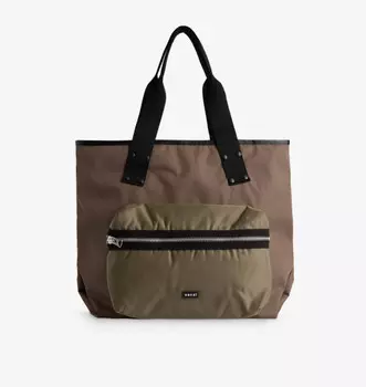 Большая сумка-тоут из угольного нейлона Sacai, коричневый