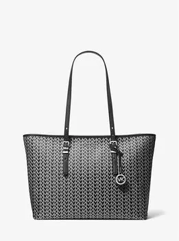 Большая сумка-тоут из жаккарда с логотипом Quinn mk2000 Michael Kors, черный